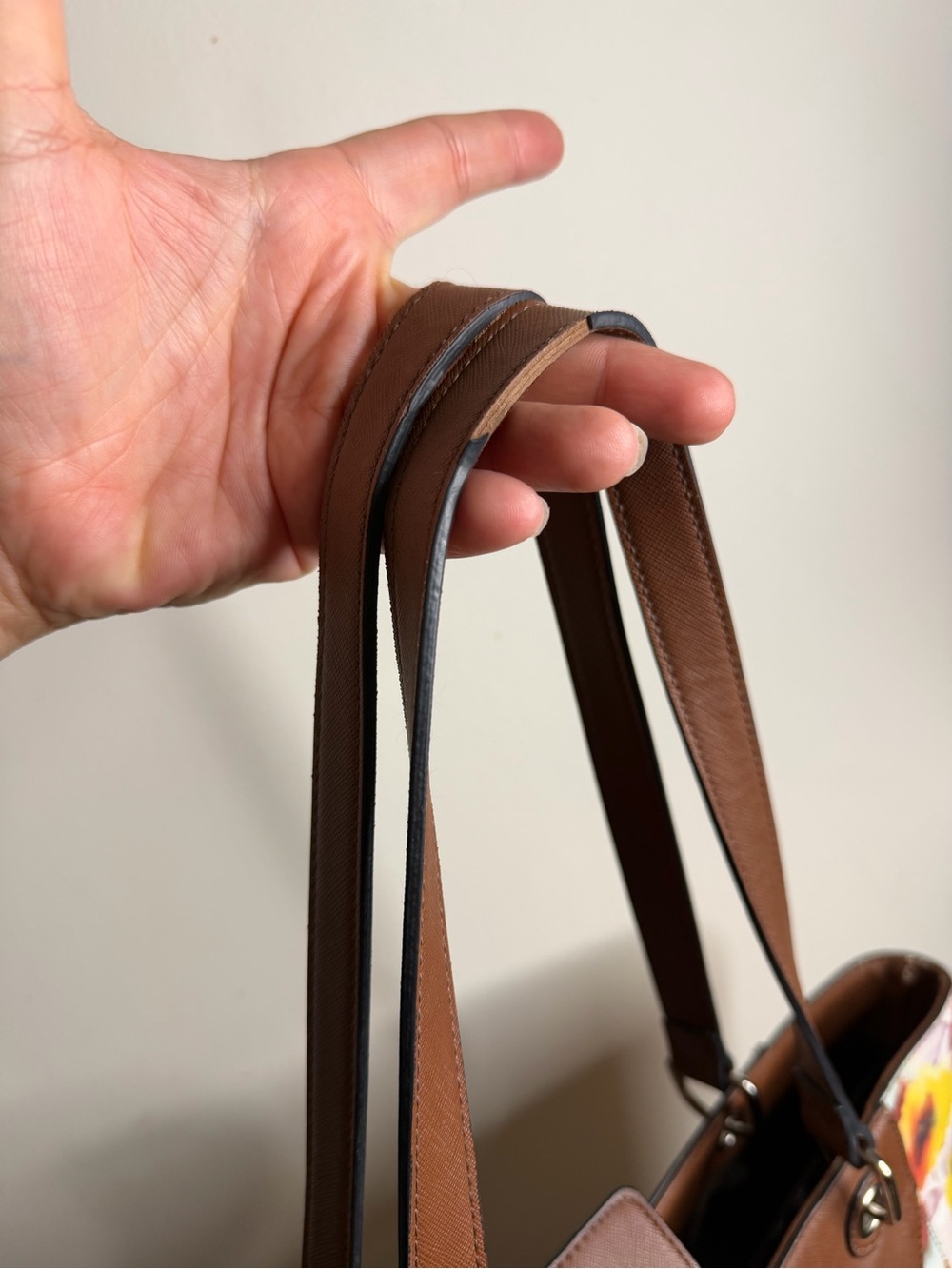Chaps Multicolor Floral Tote with Brown Trim - Picture 4 of 9